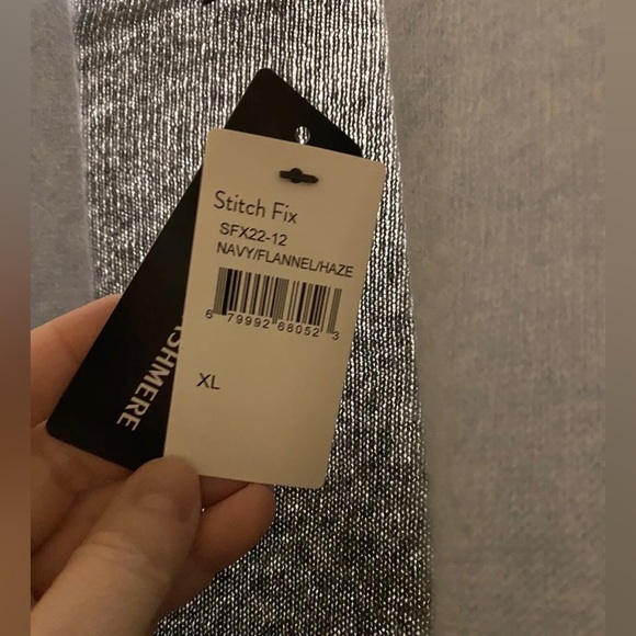 Cashmere Cashmere size XL 100% cashmere blue gray color block open front sweater - Picture 8 of 9